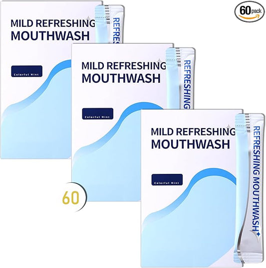 Travel Size Mouthwash,Mini Mouthwash Travel Size Bulk Portable Mouth Wash Set,Individual Small Travel Mouth Wash Packets for Fresh Breath(Pack of 60) A36