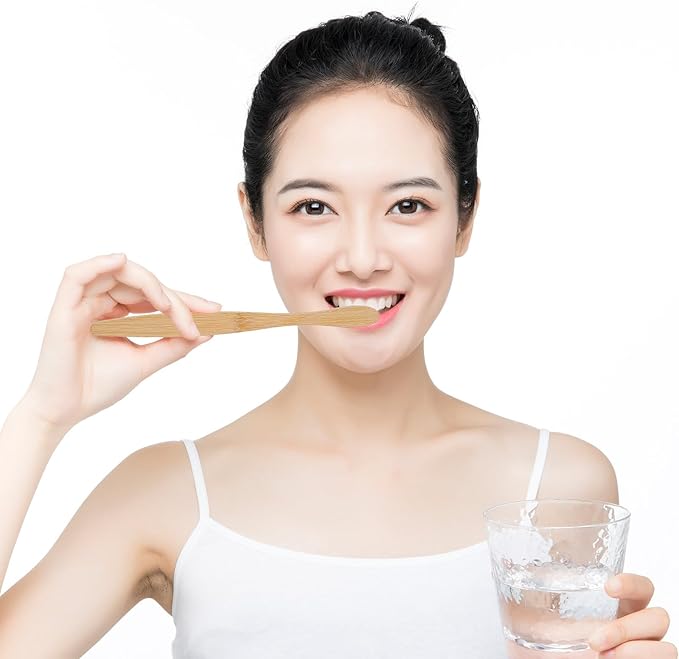 Toothbrushes for Adults 10Pcs Soft Nylon Bristles Disposable Eco-Friendly Manual Toothbrush Set with Natural Handle for Travel and Daily Oral Care