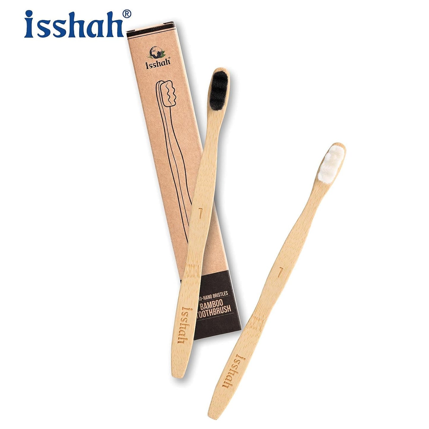 Bamboo Micro-Nano Toothbrushes, Extra Soft Toothbrush with 20000 Bristles Designed for Sensitive Gums Kids Adults (Black White 10P)