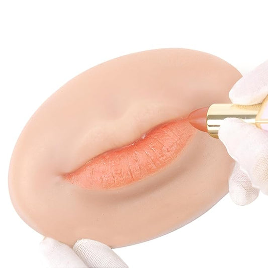 3D Silicone Fake Lips Large with Lipstick for Makeup Tattoo Practice Realistic Artificial Lip Mannequin for Beginners Artists (Charming Smiling Lip,Fair Skin)
