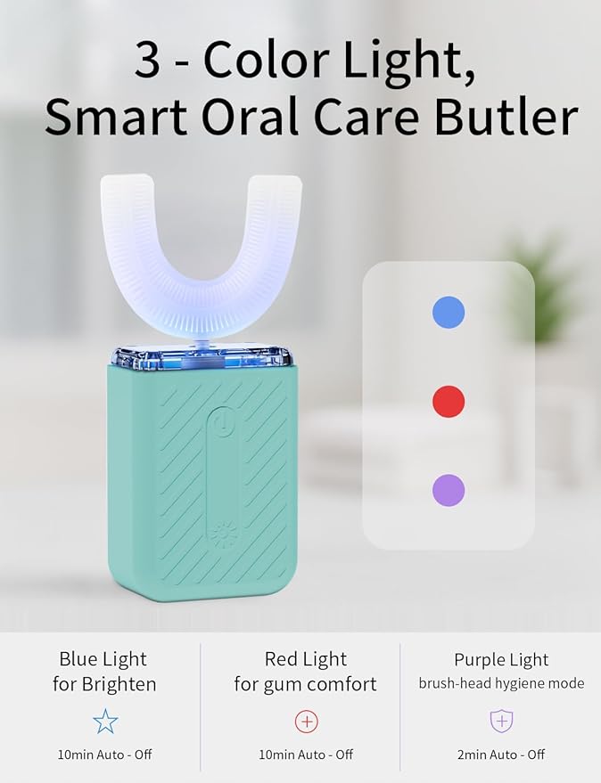 U-Shaped Electric Toothbrush, 48,000 VPM, 4 Modes, 60-Second Clean, Magnetic Contact Charging