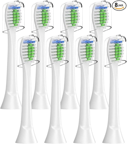 Zekecare Replacement Toothbrush Heads, Compatible with Soni-Care Click-on Toothbrush Handles, 8 Standard Phi-Lips Soni-Care Heads,Replacement Heads Extra Soft Dupont Bristles for Your Teeth, White