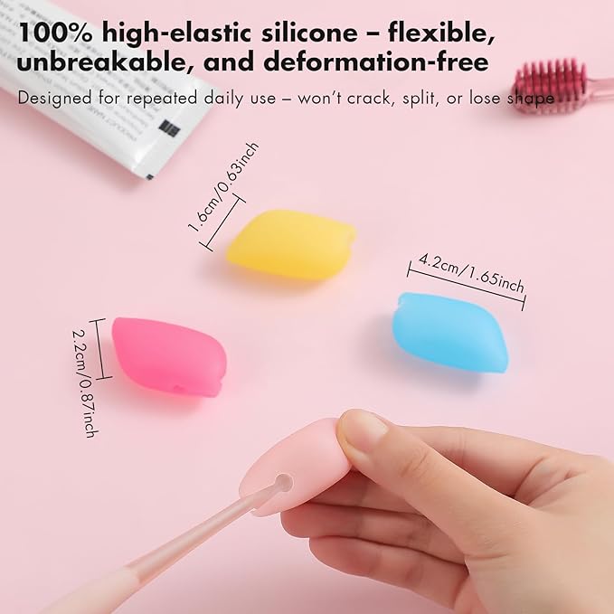Muslish Silicone Toothbrush Covers, 4 Pack Tooth Brush Cover Cap for Electric & Manual Toothbrush Heads, Portable Toothbrush Protector for Travel, Home (Pink)