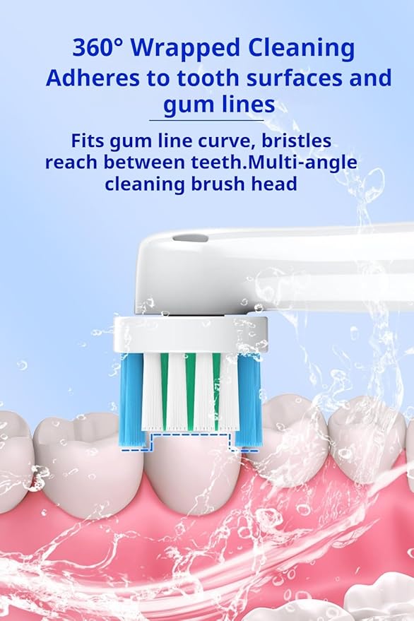 Replacement Toothbrush Heads Compatible with Oral-B Braun, 8 Pack Electric Brush Head Refills, Soft Nylon Bristles, Color Rings for Family