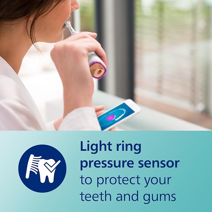 Philips Sonicare DiamondClean Smart 9750 Electric Toothbrush, Sonic Toothbrush with App, Pressure Sensor, Brush Head Detection, 5 Brushing Modes and 3 Intensity Levels, Rosegold, HX9924/67