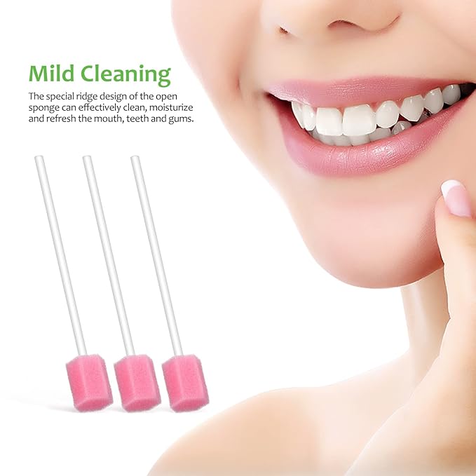 Operitacx 250 Count Disposable Oral Swabs Hexagon Pink Mouth Sponges for Teeth Cleaning Daily Oral Care for Adults and Kids