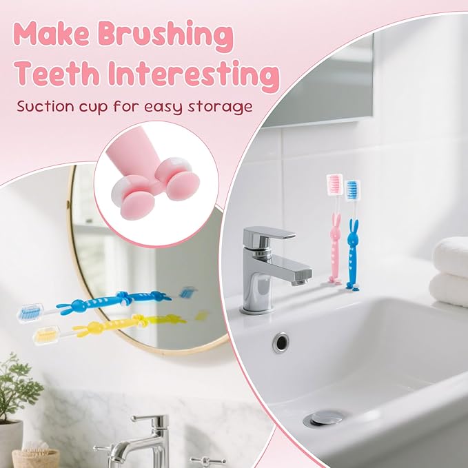 Kids for Toothbrushes In Bulk, Individually Wrapped Toothbrush Cute Manual Soft Bristles Children Disposable Toothbrush With Cover Suction Cup Toddler Toiletries Set for Home/School/Travel (100 Pack)