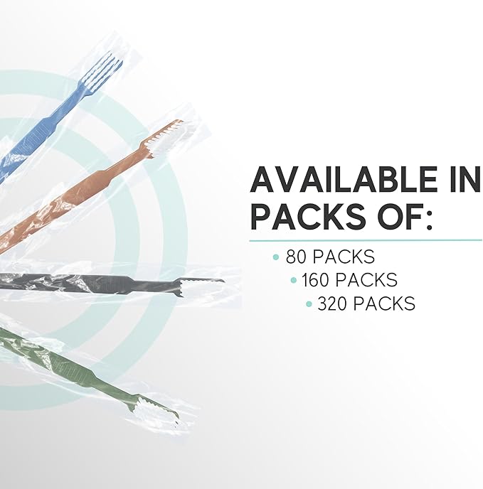 Avistar 80 Prepasted Disposable Toothbrushes Individually Wrapped - Single Use Pre Pasted Disposable Toothbrushes with Toothpaste Built in - Waterless Toothbrush for Travel, Guests, Hotel, & Camping
