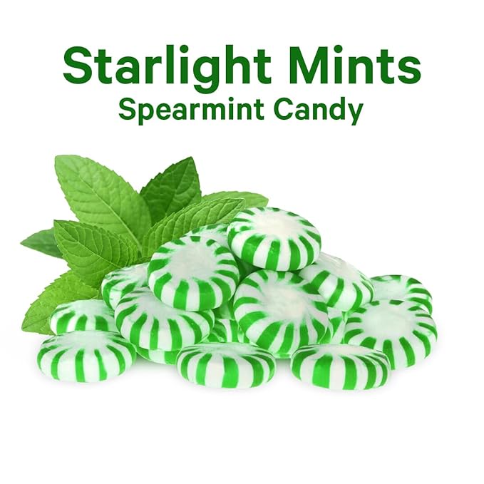 Starlight Spearmint Individually Wrapped Candy, 3 Pound Bulk Pack, Sweets for On the Go Refreshment, Starlight Mints Bulk Candy.