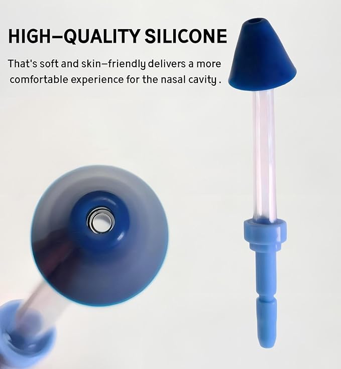 2-Pack Nose Washing Replacement Tips Compatible with Waterpik Water Flossers, Nasal irrigator Tips for Oral Irrigator & Dental Flossers, Water Flossers Accessories (Deep Blue)