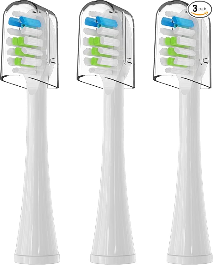 3 Pack Replacement Replacement Brush Heads for Waterpik Sonic Fusion Flossing Toothbrush Compatible with Sonic Fusion SF01/SF02 and Sonic Fusion 2.0 SF03/SF04- White with Caps