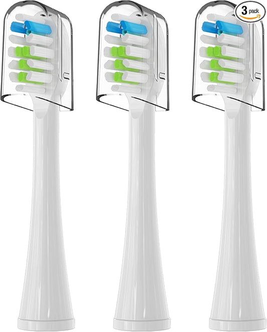 3 Pack Replacement Replacement Brush Heads for Waterpik Sonic Fusion Flossing Toothbrush Compatible with Sonic Fusion SF01/SF02 and Sonic Fusion 2.0 SF03/SF04- White with Caps