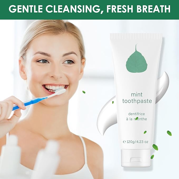 Mint Toothpaste, 3.5 oz Non Fluoride Toothpaste, All-Natural Organic Tooth-Paste, Fresher Breath, Happier Gums, Tooth Sensitivity for for Sensitive Teeth - 2 PCS