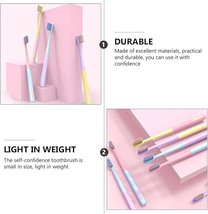 8PCS Soft Bristle Toothbrushes Small Head Portable Travel Teeth Cleaning Tool Ergonomic Non-Slip Handle for Adults Oral Health Maintenance