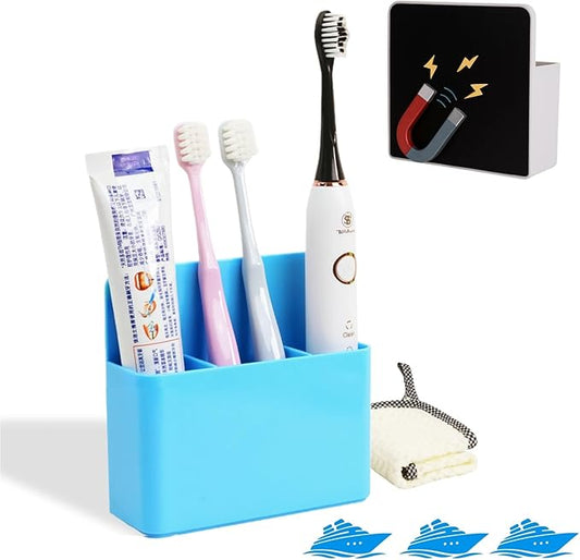 Cruise Essentials 2026 – Magnetic Toothbrush Holder for Cruise Ship Cabin, Wall-Mounted Cruise Bathroom Organizer, Travel Toothbrush Holder for Caribbean Cruise & Alaskan Cruise Must Haves (Blue)