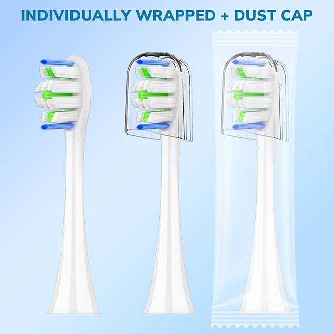 Replacement Toothbrush Heads for Philips Sonicare - 8 Pack Soft Gentle Bristles Compatible with Most Sonicare Click-On Electric Toothbrushes (White)