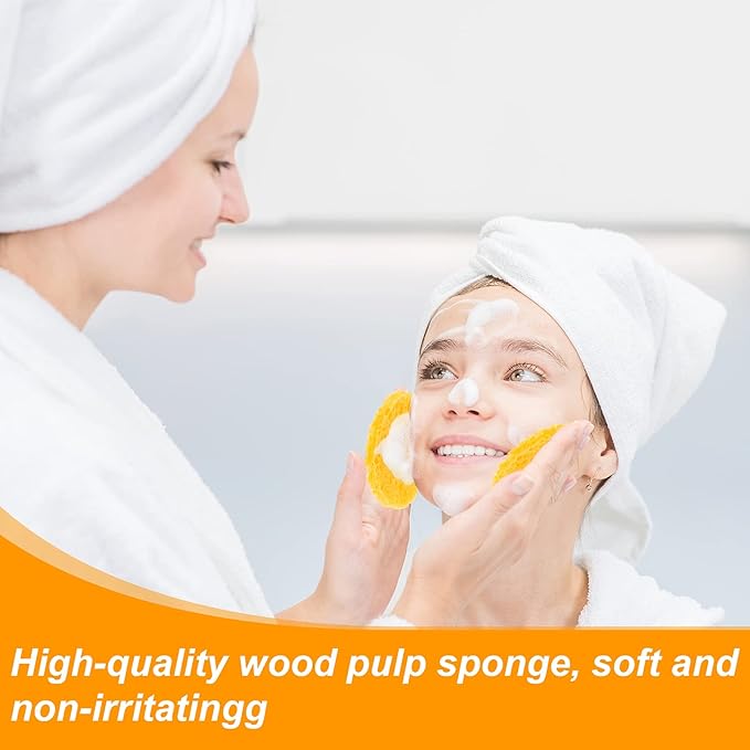 50 Pcs Compressed Facial Sponges Facial Makeup Natural Cosmetic Spa Sponges for Women Cleansing, Exfoliating Mask, Makeup Removal, Dead Skin, and Dirt, Travel Essentials(Yellow)