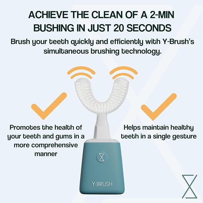 Y-Brush New 2025 Essential - Sonic Electric Toothbrush - 3 Months Battery Life with USB-C - 2 Brushing Modes - Clinically Proven - Adult