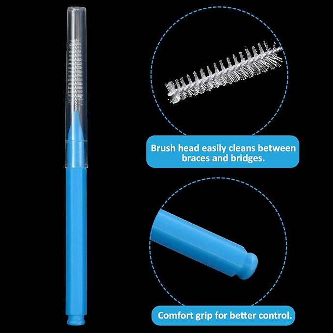 Patelai 100 Pieces Braces Brush for Cleaner Interdental Brush Toothpick Dental Tooth Flossing Head Oral Dental Hygiene Flosser Toothpick Cleaners Tooth Cleaning Tool(Warm Colors,Various Sizes)