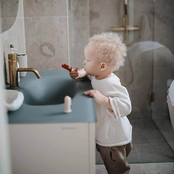 mushie Baby Finger Toothbrush (Tradewinds/Stone) 2-Pack
