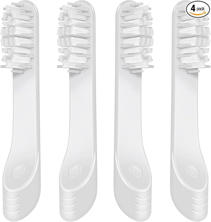 Toothbrush Replacement Heads Compatible with Quip Sonic Toothbrush-Soft Bristle Adult Refill Toothbrush Heads, Light Gray, 4-Pack