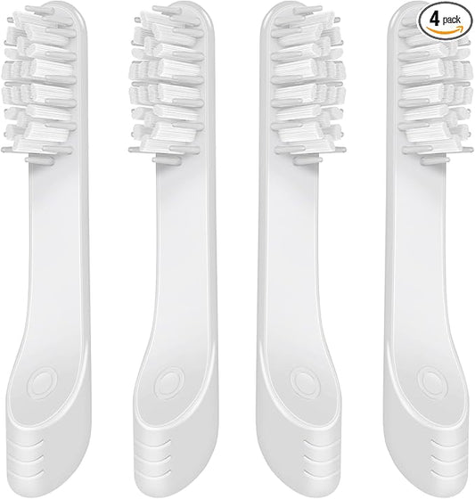 Toothbrush Replacement Heads Compatible with Quip Sonic Toothbrush-Soft Bristle Adult Refill Toothbrush Heads, Light Gray, 4-Pack