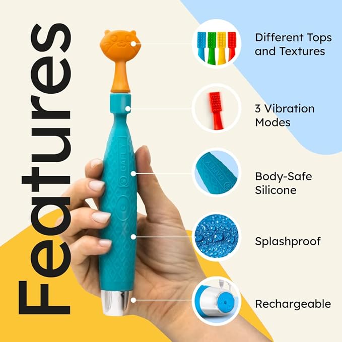 GAFLY Therapen: Rechargeable Oral Massager for Speech Therapy, Sensory Brush, Speech Therapy Toys, Adjustable Speed Setting, USB Charging, Mouth Stimulator, Kids Chew Toys Sensory with Storage Pouch
