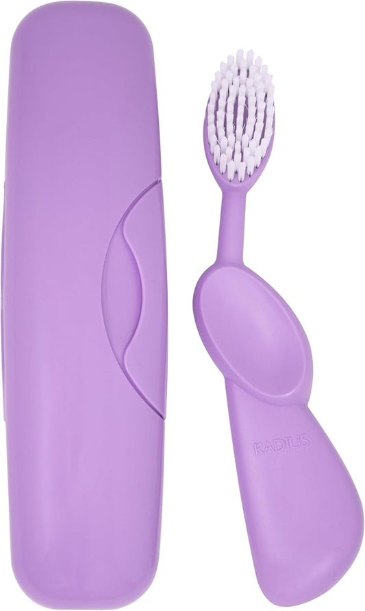 RADIUS Toothbrush Original Big Brush, BPA Free ADA Accepted - Right Hand - Lavender Brush with Lavender Case