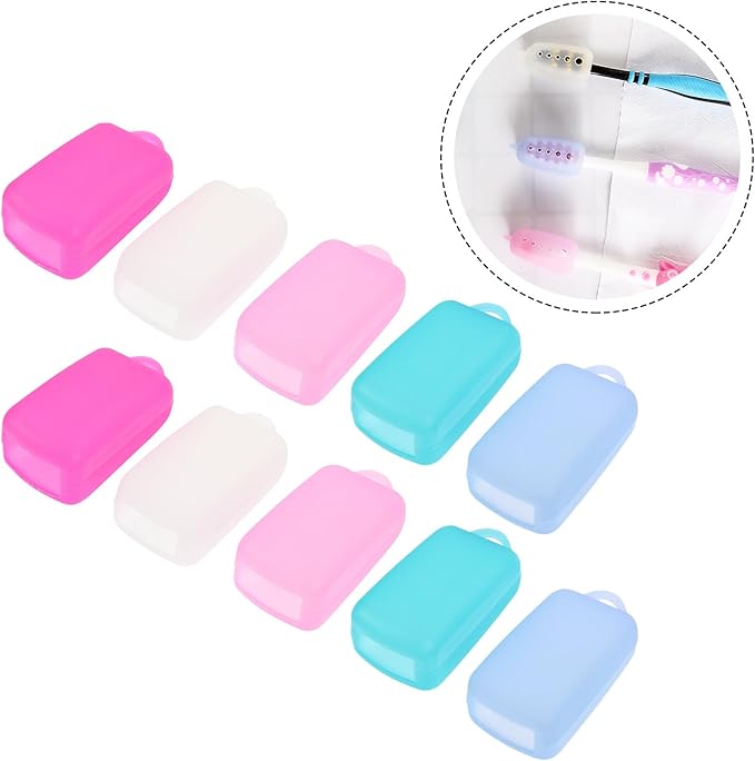 Universal Toothbrush Covers Caps 10Pcs Set Silicone Travel Toothbrush Dust Caps Portable Protective Case for Oral Care on Business and Travel