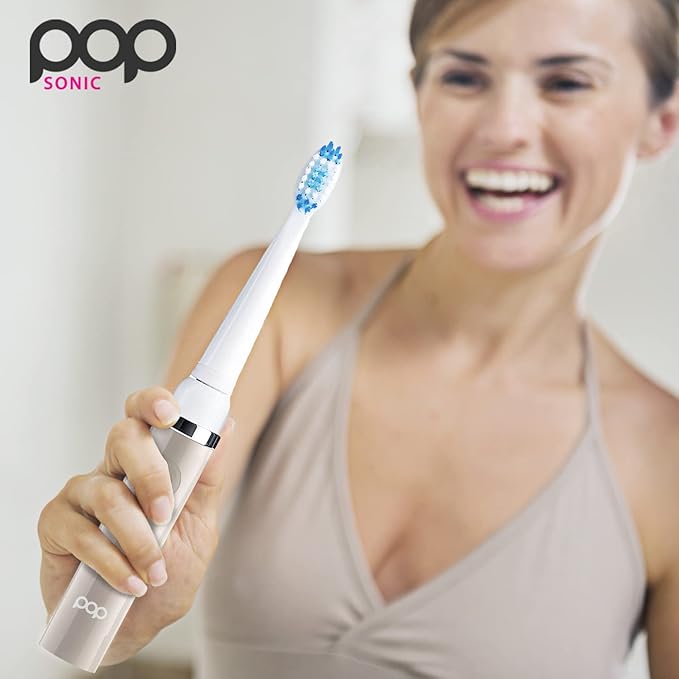 Pop Sonic Electric Toothbrush (Grey) - Travel Toothbrushes w/AAA Battery | Kids Electric Toothbrushes with 2 Speed & 15,000-30,000 Strokes/Minute, Dupont Nylon Bristles