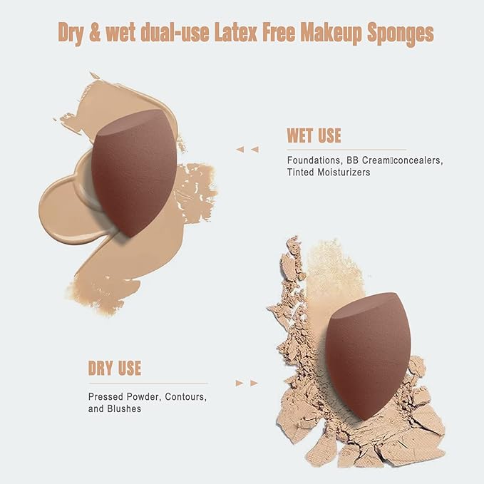 FERYES Makeup Sponge Holder with Makeup Sponge– Eco-Friendly Silicone Beauty Make Up Blender Case and Dry & Wet Use Foundation Sponge for Travel