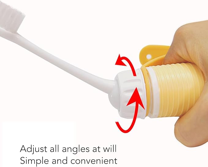 Silicone Toothbrush Easy Hand Grip Toothbrush for Elderly, Prevent Slip, Adjustable Strap, Weighted Handle