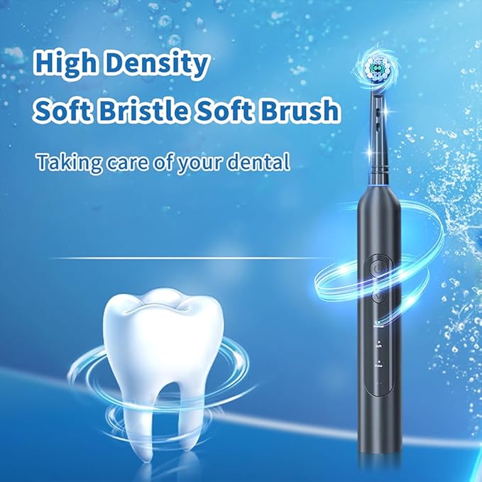 Deep Clean Rechargeable Electric Powered Toothbrush,Pressure Sensor to Protect Gums (Black)