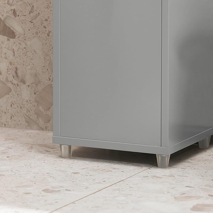 SoBuy Bathroom Narrow Storage Cabinet Skinny Tall Unit with Adjustable Shelves Slender Anti-Tipping Floor Standing Cupboard, Gray BZR34-HG