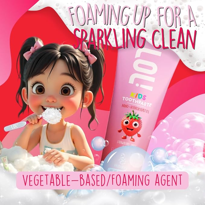 LOL Kids Toothpaste | Fluoride Free 2-Flavors Pack | Nano Hydroxyapatite Toothpaste, Probiotics, Vitamins A, C, E | Safe if Swallowed, No SLS | 1 Strawberry, 1 Cinnamon