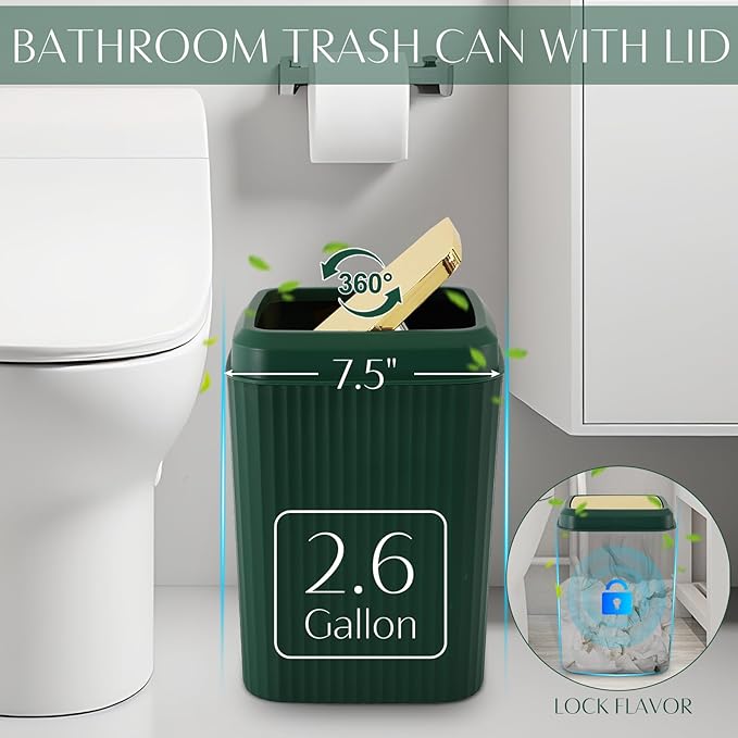 32PCS Bathroom Accessories Set Bathroom Set,Hunter Green Shower Curtain Set,Bath Towel Set,Hand Towel,Toilet Brush,Trash Can & 3PCS Soap Dispenser