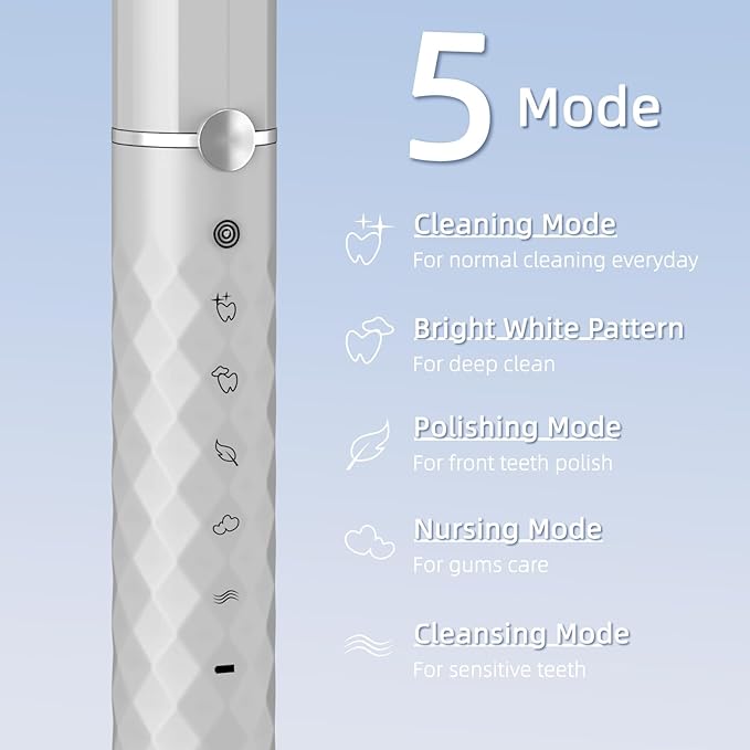 Electric Toothbrush Set, Equipped with 10 Brush Heads and Travel case, IPX8 Waterproof, 2-Minute Timer, 42000 high-Frequency Vibrations, 5 Modes, The First Choice for Gift Giving