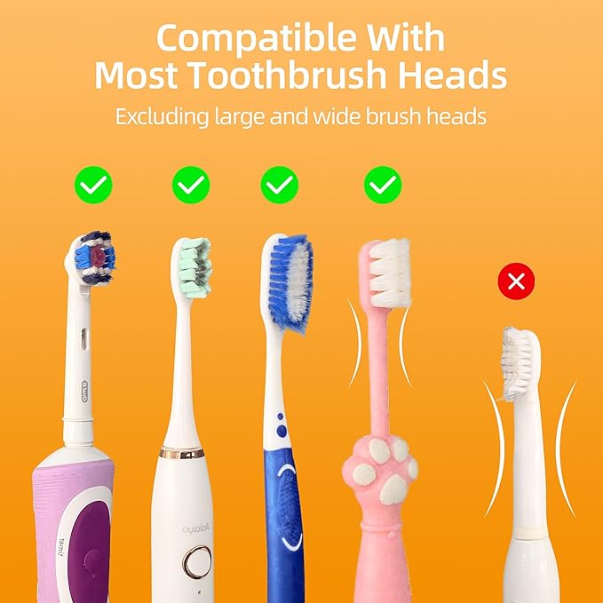Toothbrush Holder 2 Slots: Cleaning, Heated & Fan Drying Toothbrush Holders Wall Mounted Organizer for Bathroom(Black)