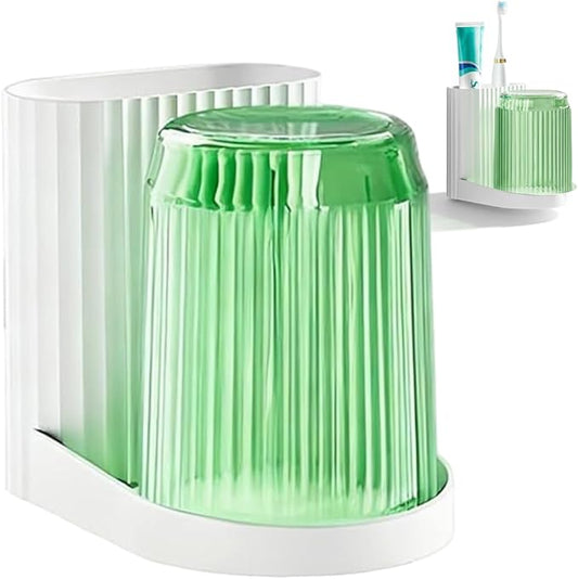 Green Toothbrush Holder, Dust Proof Toothbrush Organizer with Ventilation, Toothpaste Holder Set for Bathroom Organization, Heimdekor