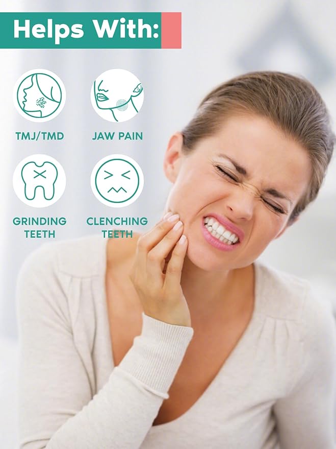 SandoKare TMJ Relief Products Jaw, TMJ Relief Massager, Vibration and Heating, Ergonomic Multi-Needle Design TMJ Massage Tool, Effective Jaw & Neck Pain, Grinding and Clenching Teeth Relief (White)