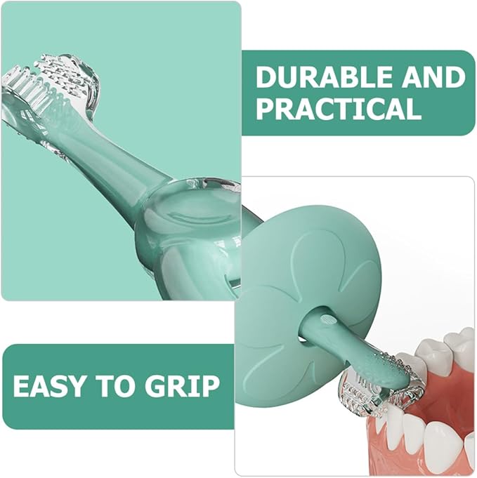 Silicone Toothbrush, 3D Triple-Sided Soft Bristles, Toothbrush for Oral Cleaning and Training, Light Blue, Suitable for Dental Care