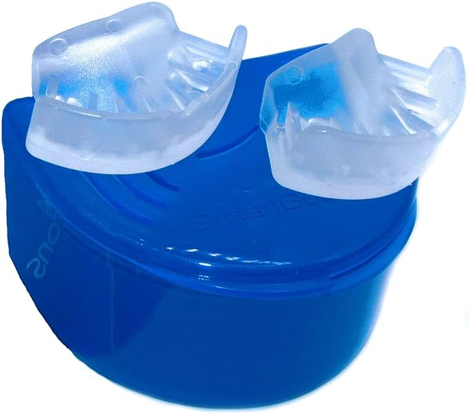 SMARTGUARD Elite (2 Guards 1 Travel case) Front Tooth Custom Anti Teeth Grinding Night Guard for Clenching - Dentist Designed - Bruxing Splint Mouth Protector for Relief of Symptoms