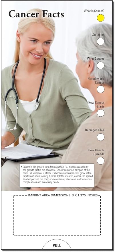 ZOCO - Cancer Facts Slide Chart - Custom Promotional Item (Pack of 250) - Symptoms, Detection, Treatment Guide - Doctor’s Office, Clinics, Pharmacies Handout, Brochure, Pamphlet - 3.75 x 8.5 in.