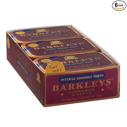 Barkleys Gourmet Cinnamon & Apple Breath Mints - For Party, After Dinner, Wedding, Every Day Use-Vegan Cinnamon Mints In Reusable Travel Tins, 6 Pack - 50 Count Each
