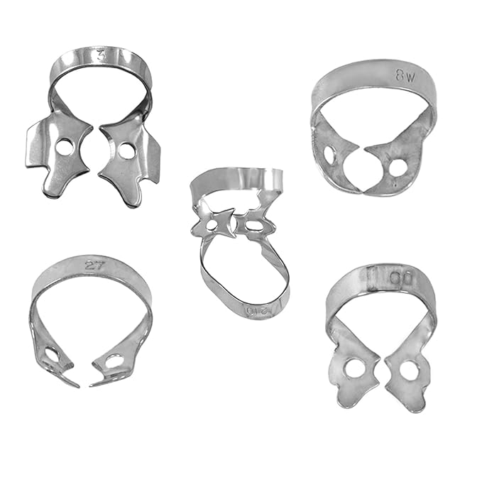 MEDSPO Professional Dental Rubber Dam Clamps | Endodontic Hygenic Brinker Universal Retractors| Tissue Gingival Lower Molars | Restorative Instruments Tools CE (Set of 10 Clamps)