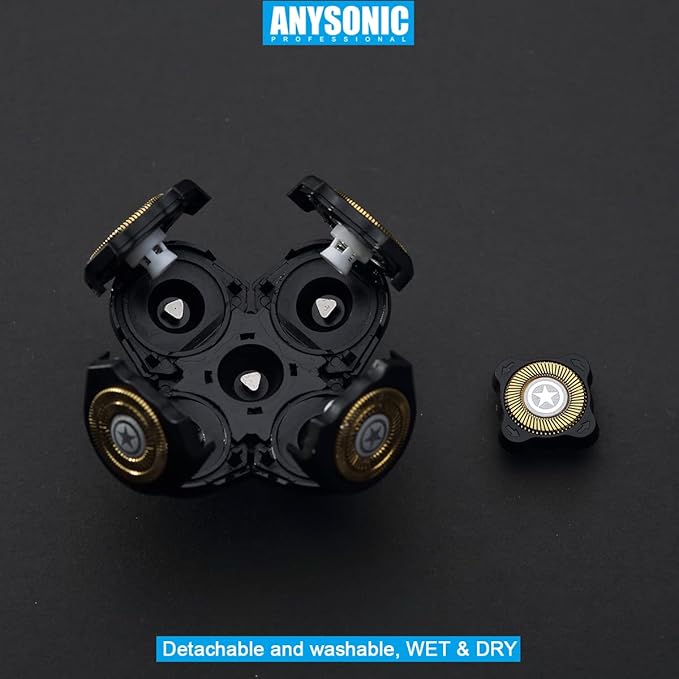ANYSONIC Star 5 Blades Shaver Replacement Heads Compatible with Freedom Gold Head Shaver, ANYSONIC 5 Blades Replacement Blades Wet and Dry Use(5 Blades, Gold)
