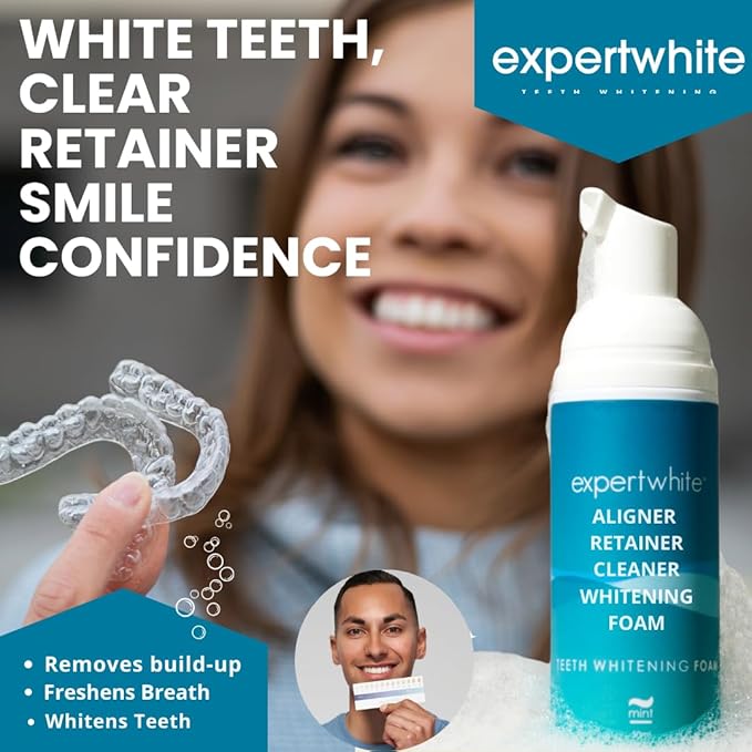 Max HP Foam Aligner & Retainer Cleaner, Teeth Whitening Foam Peroxide Teeth Whitener Foam - freshens Breath, whitens Teeth, eliminates Bacteria, Kills Bad Breath, Suitable Invisalign.