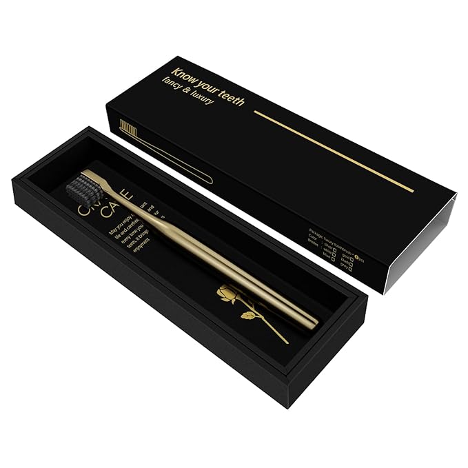 Z-VAPRESS Gold Plated Luxury Toothbrush Soft Bristles Toothbrush Travel Toothbrushes for Adults Limited Luxury Gold Plated Toothbrushes