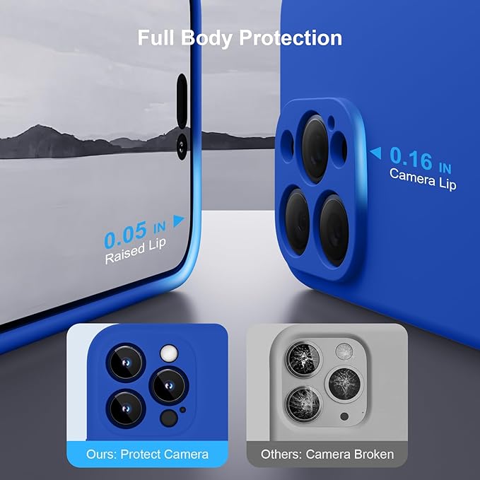 Magnetic for iPhone 15 Pro Case, Compatible with MagSafe, with 9H Nano Screen Protectors, Full Camera Protection, Silicone Shockproof Microfiber Lining Phone Case 6.1", Klein Blue