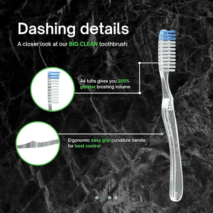 Dr. Nick's White and Healthy Tongue Scraper (3 pack) and The Big Clean Large Toothbrush Medium Soft, Dentist Designed for Fresh Breath, Easy to Use Plastic Tongue Cleaner and Toothbrush for Adults